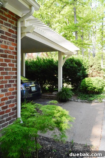 Another view of the completed DIY carport pergola