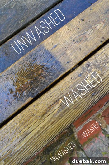 Another angle of pressure washing a wooden structure