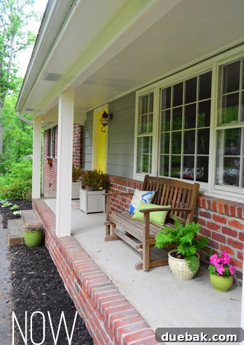 Outdoor Living Reimagined 11 After: Stylish front porch with bold color, contrast, and welcoming decor.