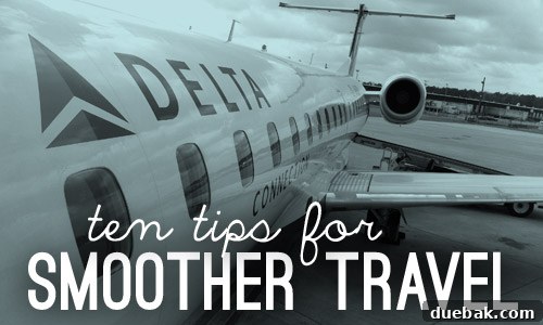 Collection of items representing travel essentials and tips
