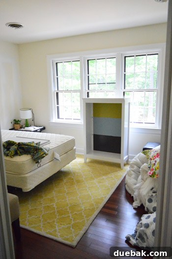Third Home, First Footprint 7 Guest room with a fully assembled bed on moving day, promising a comfortable stay for future visitors
