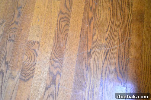 Close-up of a scratched floor section