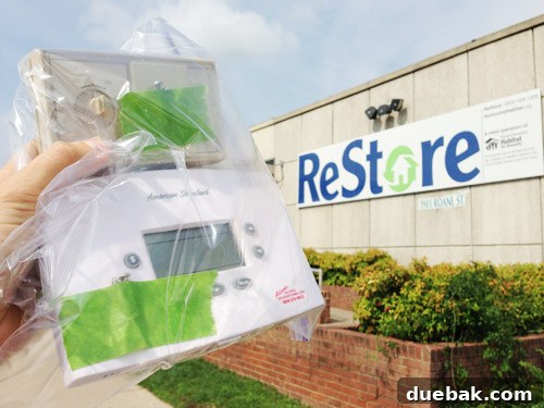 Old thermostats wrapped for donation to Habitat for Humanity