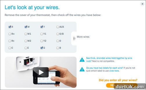 Nest compatibility checker displaying a compatible wiring setup