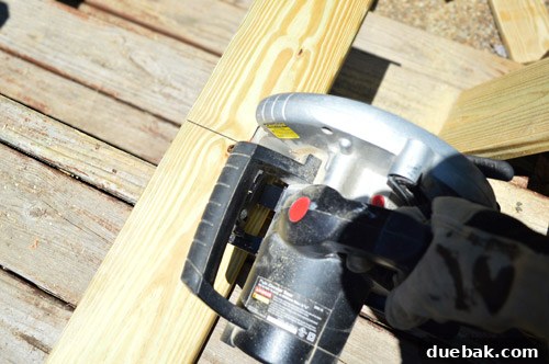 Cutting deck board with circular saw