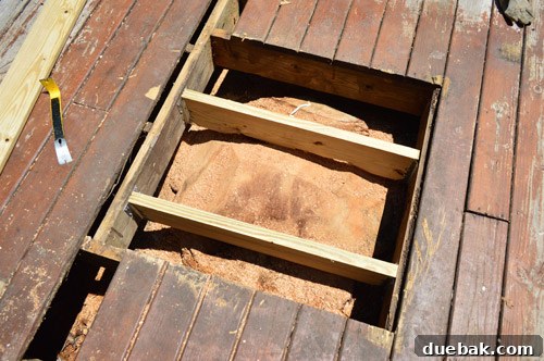 Creating new joists for hole in wooden deck