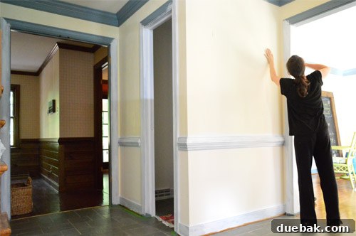 Hand-Painting Trim for a Professional Finish 4 Hand painting blue trim with primer