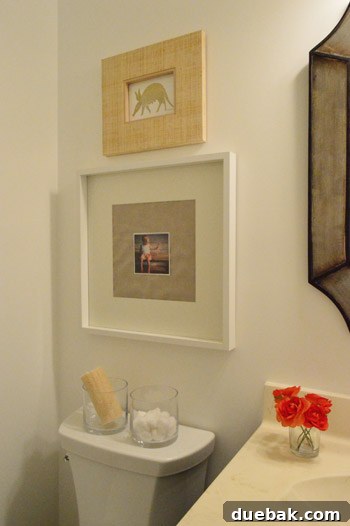 Golden armadillo print as unique bathroom decor
