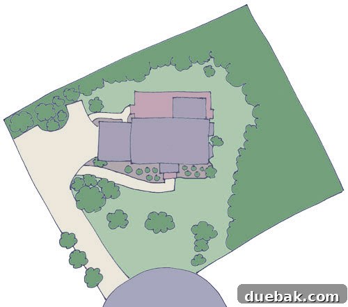 The Exterior Reveal of Our New Home 2 Sketch of new house lot layout resembling a baseball diamond on a cul-de-sac