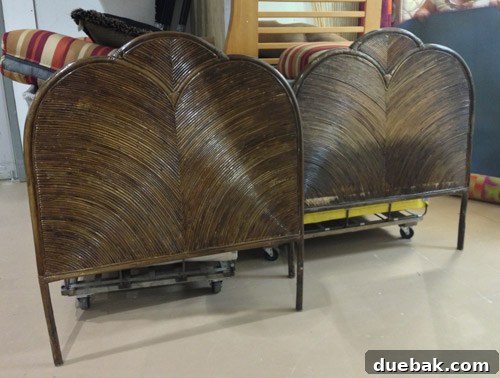 Unearthing Thrift Store Gems 2 Woven twin headboards with unique quatrefoil-ish design