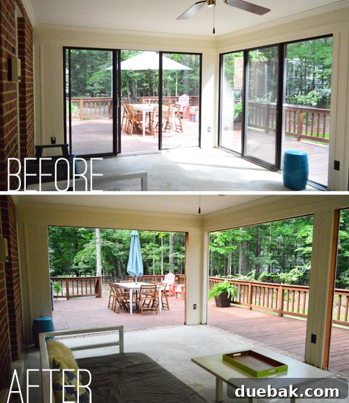 Panoramic view of the newly opened veranda, showcasing its potential as an outdoor living area
