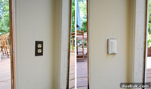 Installation of a new covered outdoor electrical outlet for enhanced safety and weather protection