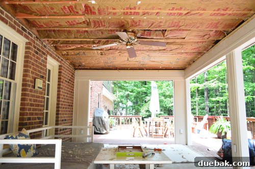 Demolishing Your Old Ceiling: A DIY Guide 9 Drywall removed, fan still in place