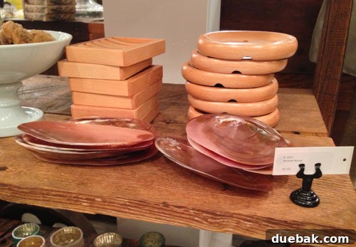 Seaside's Simple Pleasures: Window Shopping The Art of Simple 13 Simple mussel shells with pink and bronze hues, presented as unique and elegant soap holders for bathroom decor.