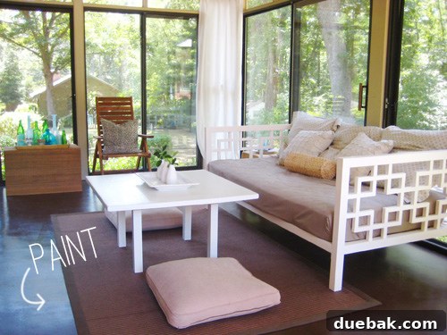 Beton Zemin İçin Boya mı Fayans mı? 6 Painted concrete floor in a previous sunroom, demonstrating the versatility of concrete finishes