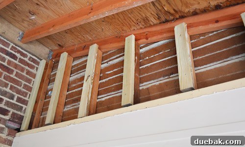 Readying Your Vaulted Ceiling for a Wood Plank Finish 13 Building out studs to ensure flush plywood installation