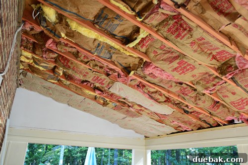 Insulation in sunroom ceiling before removal