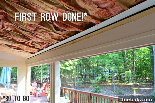 Ceiling planks aligned with joists