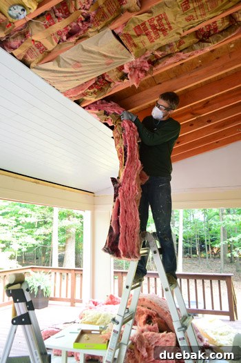 Partially installed ceiling planks