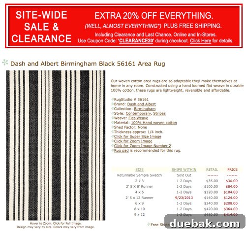 Transform Your Staircase with White Painted Balusters 5 Screenshot of Rugstudio.com website showing a discounted stair runner