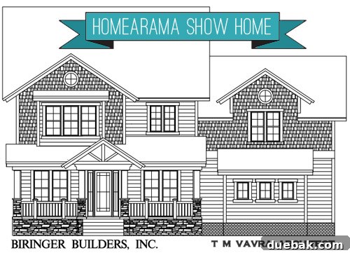 Signature Showhome Designs 2 Conceptual rendering of the Habitat For Humanity show house facade, showing an open A-frame porch.