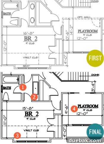 Signature Showhome Designs 8 Detailed floor plan for the upper level, highlighting kids' bedrooms, bathrooms, and a new master bedroom balcony.