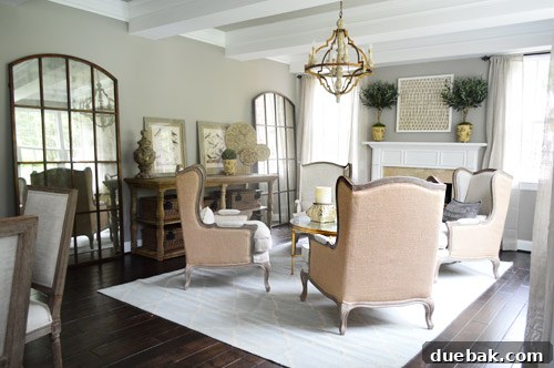 Grand entrance with giant arched rustic mirrors