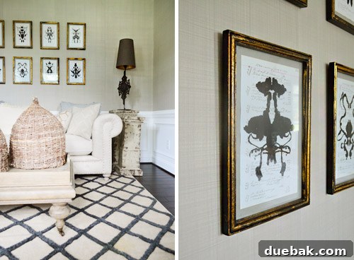 Sitting room with faux grasscloth wallpaper paint treatment