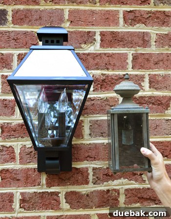 Side-by-side comparison of old small light and new large light