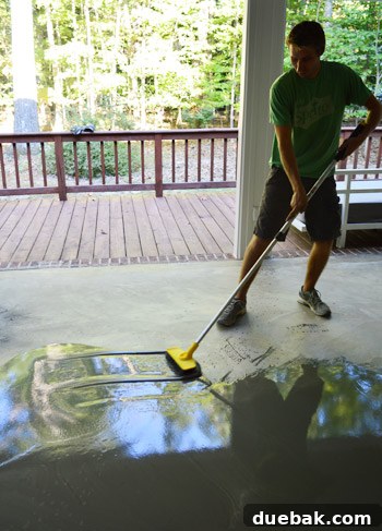 Outdoor Tile Perfection: Leveling and Dry Fitting 10 Partially hardened self-leveling concrete on the sunroom floor