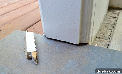 Outdoor Tile Perfection: Leveling and Dry Fitting 15 Cleanly undercut door jamb after cutting