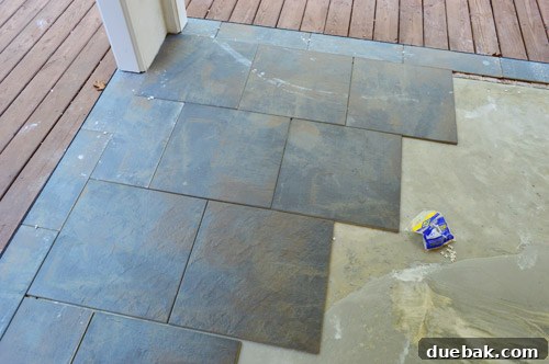 Outdoor Tile Perfection: Leveling and Dry Fitting 16 Final tile pattern layout with a border after dry fitting