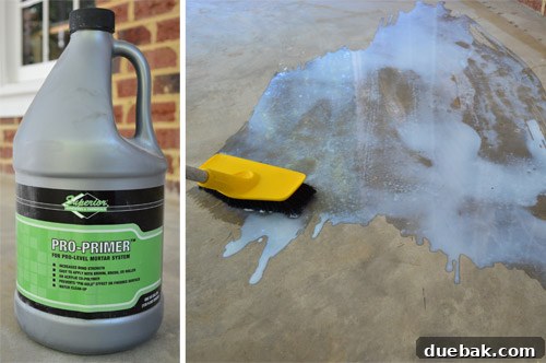 Outdoor Tile Perfection: Leveling and Dry Fitting 5 Applying primer to the concrete floor before self-leveling concrete