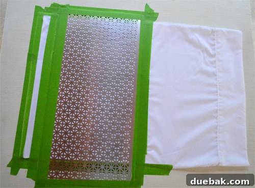 Metal grate used as a stencil