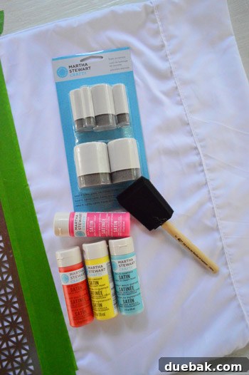 Craft paints and stencil brushes