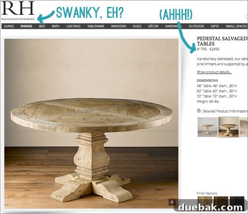 Restoration Hardware style dining table