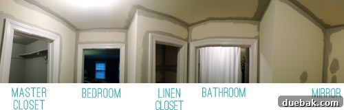 Revere Pewter: The Gray Paint Everyone Raves About 5 Panoramic view showcasing multiple wall angles in a small bathroom