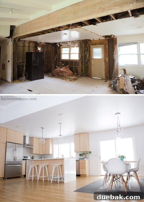Golden Glow: A Contemporary Blonde Wood Kitchen 3 Demolition phase of the Minneapolis kitchen remodel, showing walls removed and exposed framing