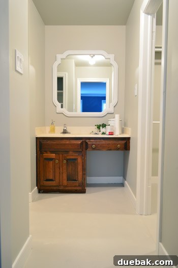Design Your Dream Floor with Stencils 13 Base coat of paint applied to the subfloor, showing a subtle color difference from the walls