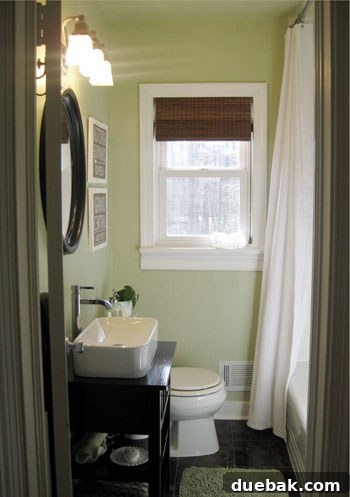 Color Confidence: Your Guide to Perfect Paint Choices 11 Bathroom walls painted in Dune Grass, clearly showing a soft green