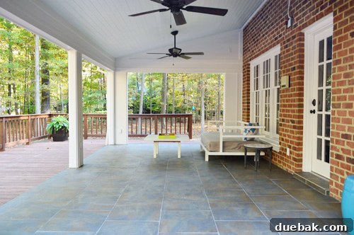 After photo of the newly tiled sunroom floor, showcasing the dramatic improvement