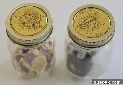 Old canning jar display for vacation keepsakes