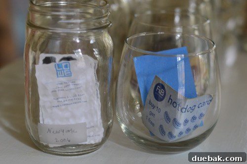 Comparison of wavy canning jar glass vs clear stemless wine glass for display
