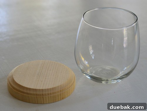 Wood plaques and stemless wine glasses for DIY keepsake display