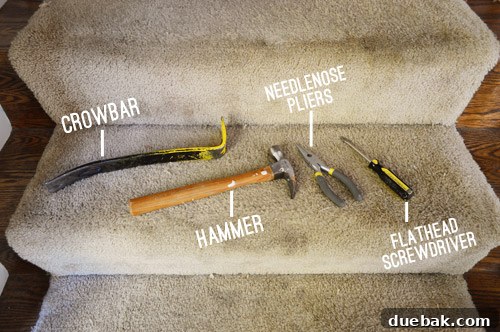 Removing Old Carpet and Stubborn Staples 5 Tools for carpet removal: crowbar, pliers, screwdriver
