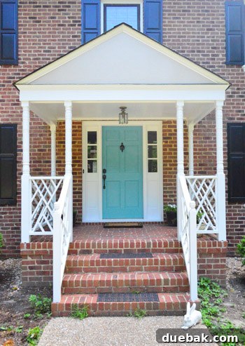 The portico entrance of our house, showing the front door and sidelights, awaiting further renovation.