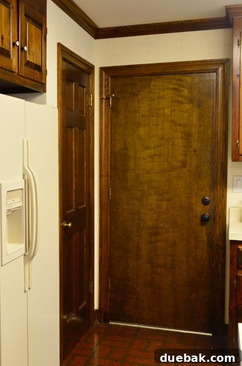 Before and after comparison of a kitchen corner, showing the dramatic change from dark to white
