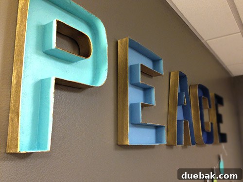 Get Crafting 4 DIY Holiday Decorations 18 Finished cardboard craft letters painted in gradient for holiday decorations in Childrens Hospital of Richmond