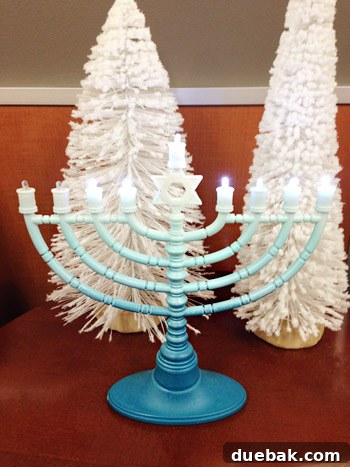 Get Crafting 4 DIY Holiday Decorations 19 Blue gradient spray painted Menorah DIY project