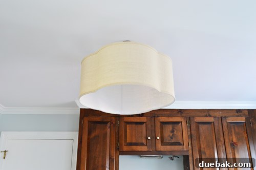Upgrade Your Lighting: Swapping Fluorescent Fixtures for Pendants 11 Quatrefoil linen pendant light fixture with shade